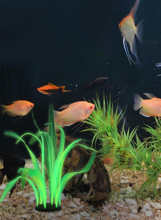 Styquenzer Silk Aquarium Plants, 7 Inch Tall Floating Glowing Decoration Plant Simulation Artificial Aquarium Plant Silk Fish Plants for Betta Fish Tank Decor Accessories, Green - Image 4