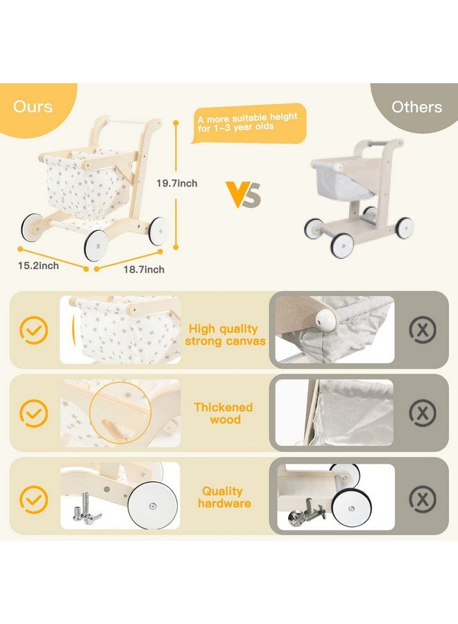 labebe Baby Push Walker Doll Stroller, Push Toy For Toddler, Shopping Cart For Girls And Boys 1 Years Old, Kids Stand Learning Walker, Wooden Play Wagon With Wheel, Larger Size 15.2 * 18.7 * 19.7 - Image 4