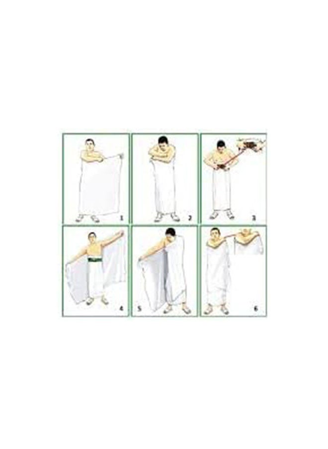 Gena Men's Hajj Umrah clothing Ahram Ehram 100% Turkish Cotton Super Soft 2 Pcs Towel Set.(top and Bottom) 43X86 inch New Dry Fast Microfiber Woven Technology. Ahram's non stitched Waterproof  - Image 5