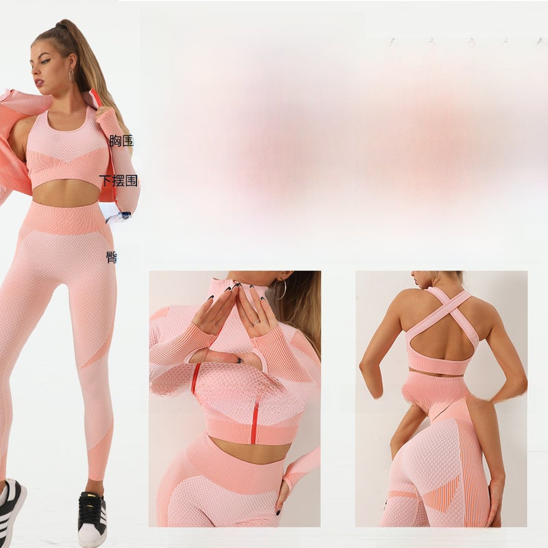 Striped Seamless Yoga Suit Long Pants Bra Set sapphire blue  - Image 5