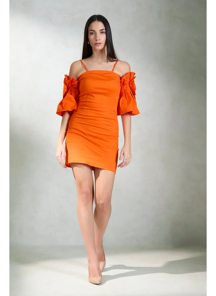 Virgio Virgio Strapless Bodycon Dress With Corsage Sleeves