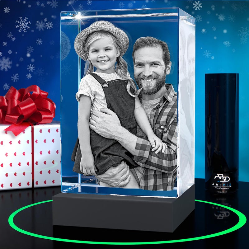 هدايا عيد الميلاد الشخصية من ArtPix 3D Crystal للنساء والزوجات والرجال والأزواج والجدات هدايا مخصصة مع صورتك الخاصة صورة زجاجية مخصصة محفورة بالليزر 3D زفاف