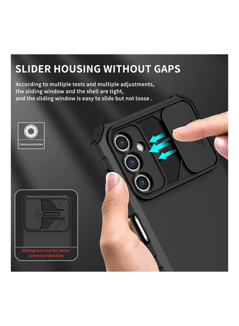 Samsung Galaxy A25 5G Black Mobile Phone Case Cover, Innovative Telescopic Bracket, Sliding Protection Camera Window, Bumper Shockproof Phone Back Cover  - Image 5