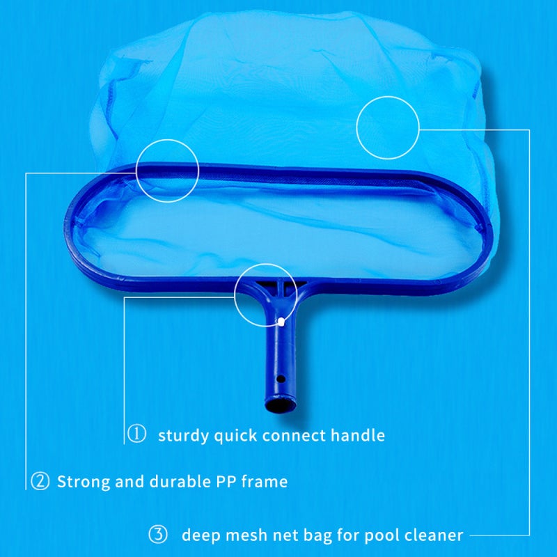 Pool Leaf Rake: Heavy Duty Metal Frame Fine Mesh Blue Net - Quick Connect Lightweight Structure for Swimming Pool Pond Tub Maintenance - Image 5