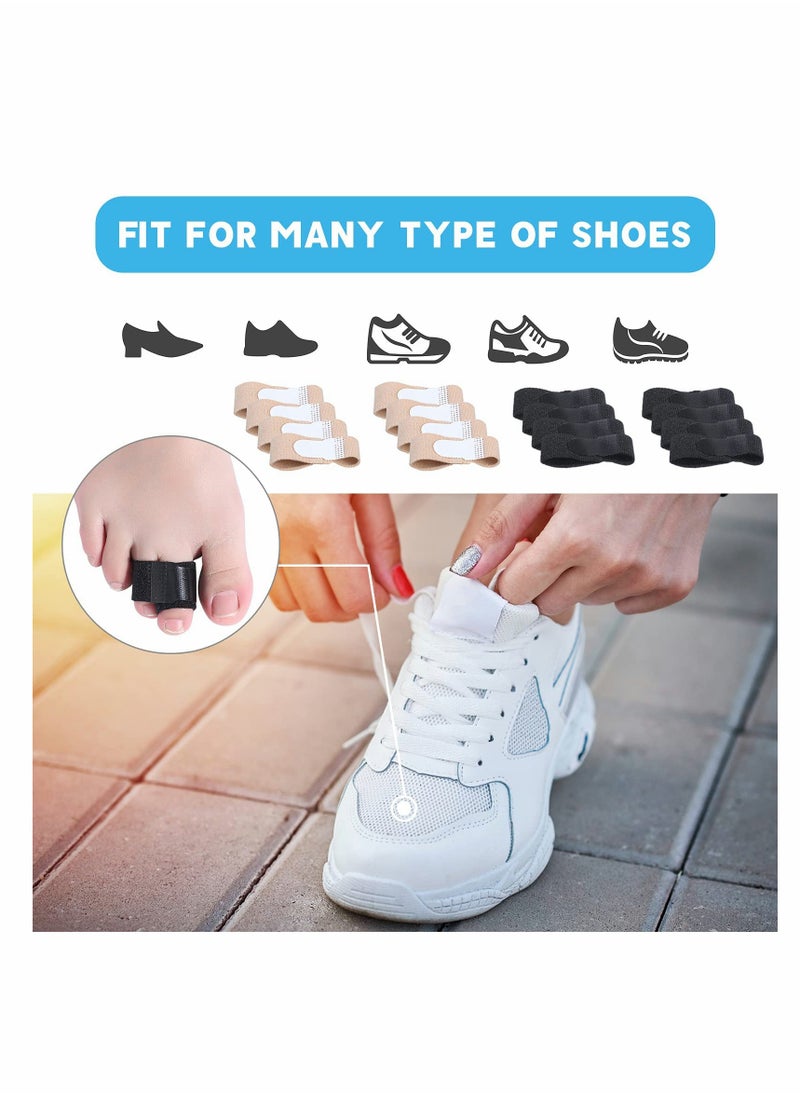 KASTWAVE - 16 Pieces Finger Wraps Broken Toe Wraps Finger Splints Tapes Hammer Finger Straightener for Broken, Sprained, Jammed Finger or Jammed, Swollen, Dislocated Joint, 8 Black and 8 Beige - Image 1