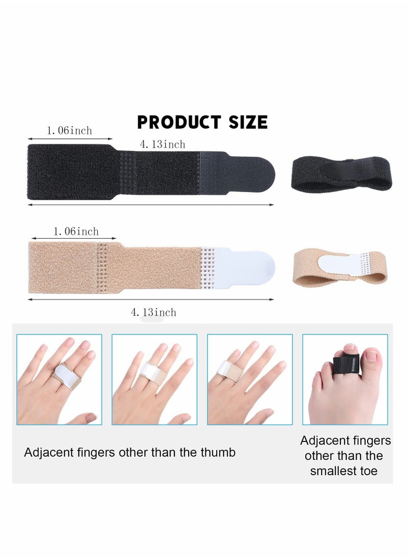 KASTWAVE - 16 Pieces Finger Wraps Broken Toe Wraps Finger Splints Tapes Hammer Finger Straightener for Broken, Sprained, Jammed Finger or Jammed, Swollen, Dislocated Joint, 8 Black and 8 Beige - Image 1