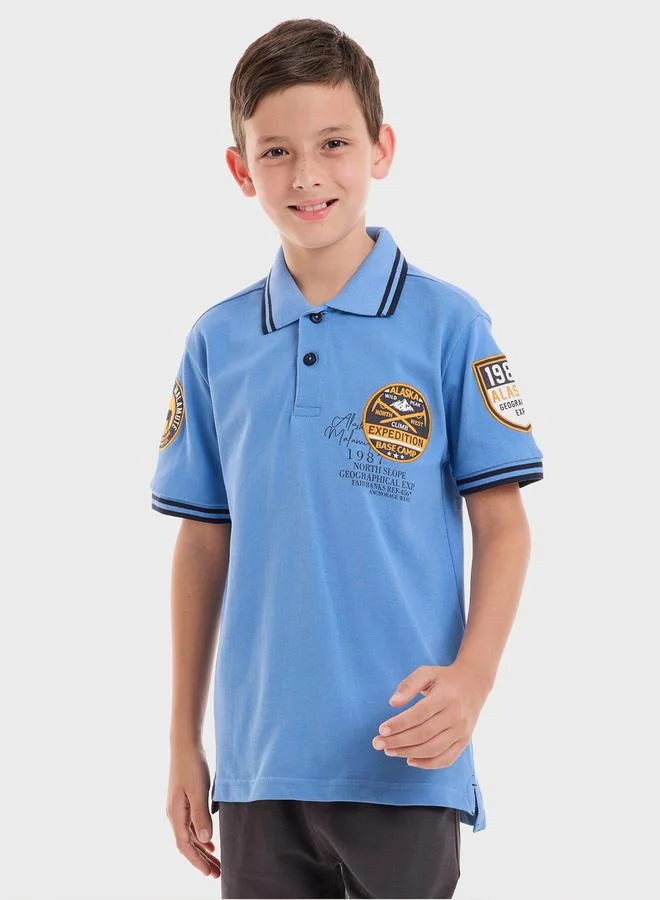 فكتور اند جين Embroidered Patch Polo T-Shirt and Shorts Set by Styli