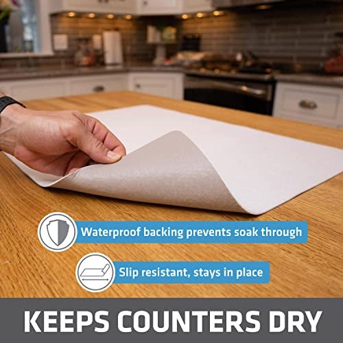 Drymate Jumbo XL Dish Drying Mat (19”x24”), Low-Profile, Super Absorbent, Quick Dry Fabric, Waterproof & Slip-Resistant, for Kitchen Counter, Trimmable, Easy to Clean (USA Made)(White) - Image 3