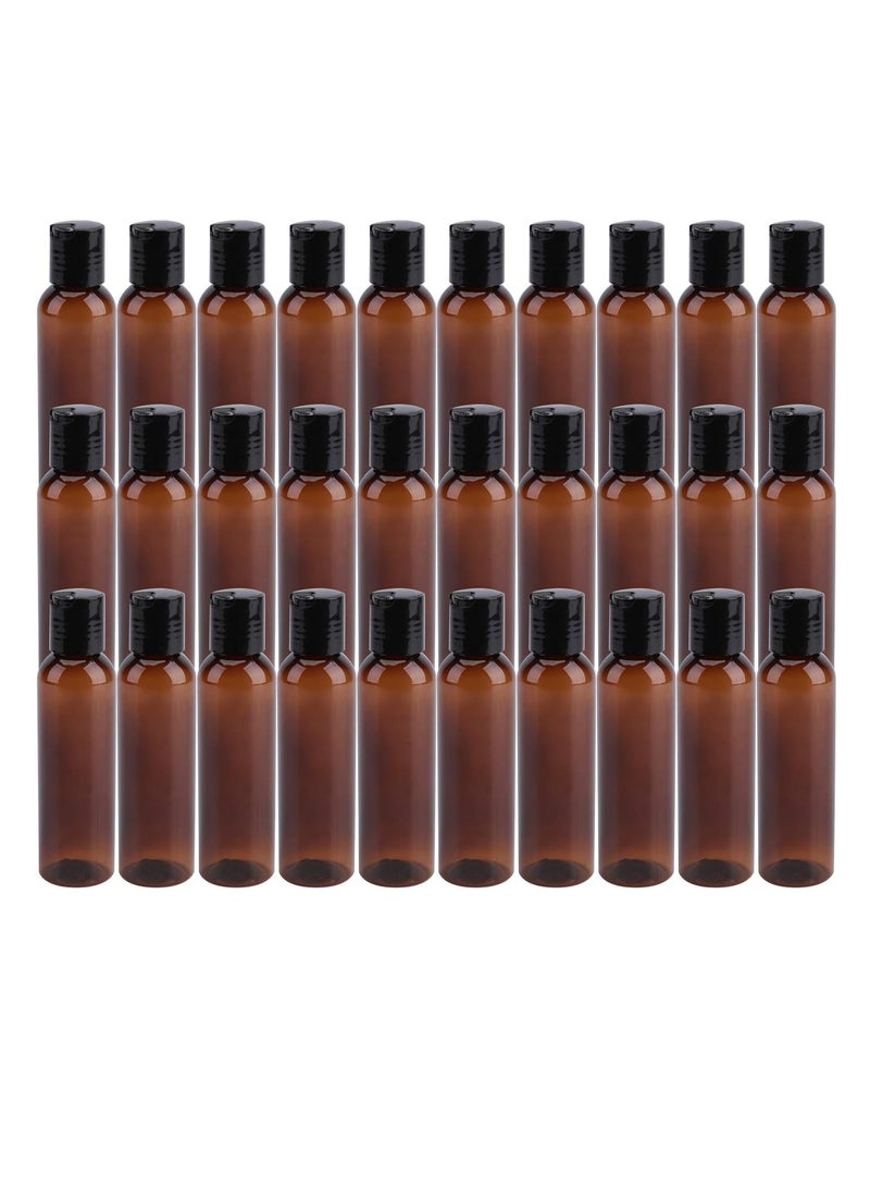 Bekith Bekith 30 Pack 4oz Plastic Squeeze Bottles with Disc Top Flip Cap, Empty Amber BPA-Free Refillable Containers For Shampoo, Lotions, Liquid Body Soap, Creams  - Image 1