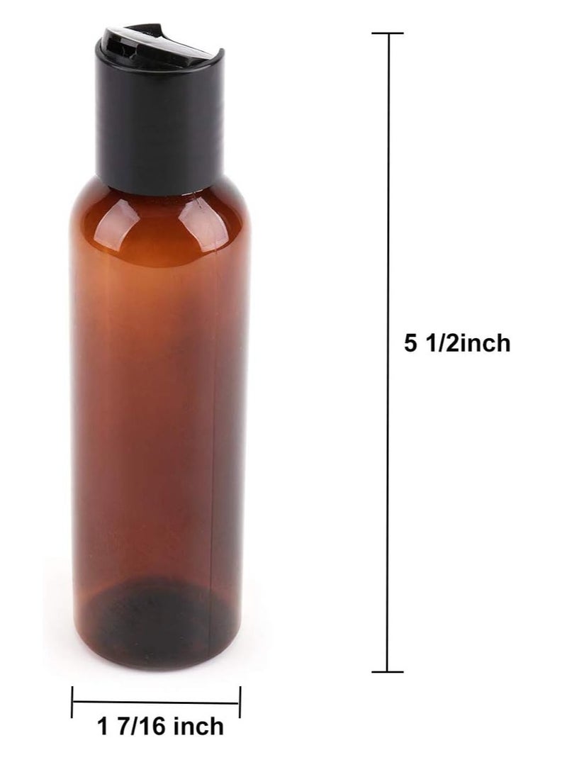 Bekith Bekith 30 Pack 4oz Plastic Squeeze Bottles with Disc Top Flip Cap, Empty Amber BPA-Free Refillable Containers For Shampoo, Lotions, Liquid Body Soap, Creams  - Image 3