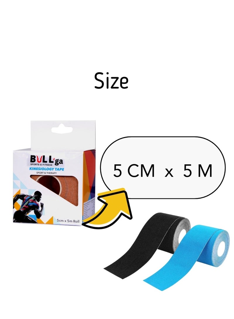 بولقا شريط علم الحركة  كينيسيو من بولقا مقاوم للعرق و الماء مع التصاق قوي - يقلل من آلام العضلات، يخفف من التهاب المفاصل، يعزز تدفق الدم - 5 سم × 5 متر - Image 2