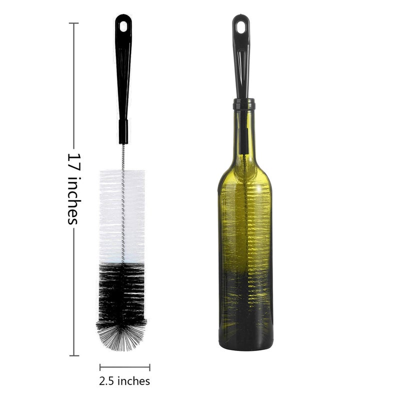ALINK 16in Extra Long Black Bottle Cleaning Brush Cleaner for Washing Narrow Neck Beer/Wine/Thermos, Sport Well/Brewing Bottles/Hummingbird Feeder - Image 2