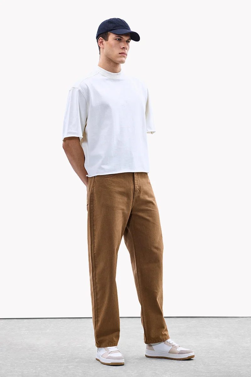 SNITCH Brown Core Lab Denim Baggy Jeans for Men | Best Price UAE