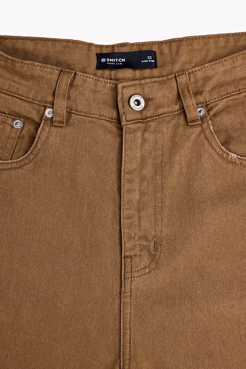 SNITCH Brown Core Lab Denim Baggy Jeans for Men | Best Price UAE