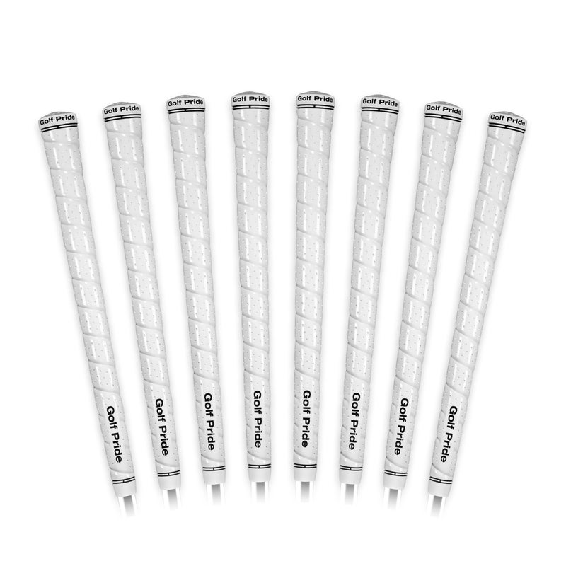 Golf Pride Tour Wrap Golf Grip - Comfortable, Durable Grip for Clubs - Classic Wrap Design with High-Tack Feel - Rubber Construction - Midsize - White - 8 Pack - Image 1
