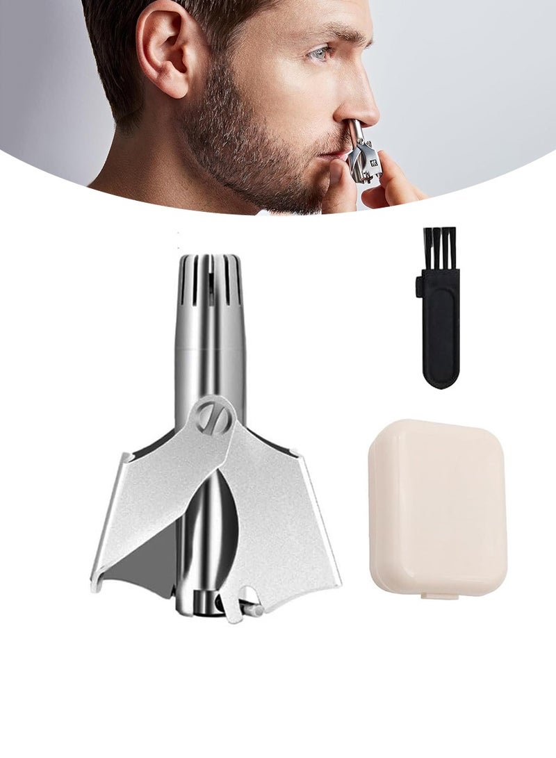 BEIRUI Nose and Ear Hair Trimmer, Eyebrow Razor, Manual, Battery-Free, Waterproof, Stainless Steel, Painless, Twelve Double Edged Blades, Professional Painless Nose Hair Remover for Men and Women - Image 1