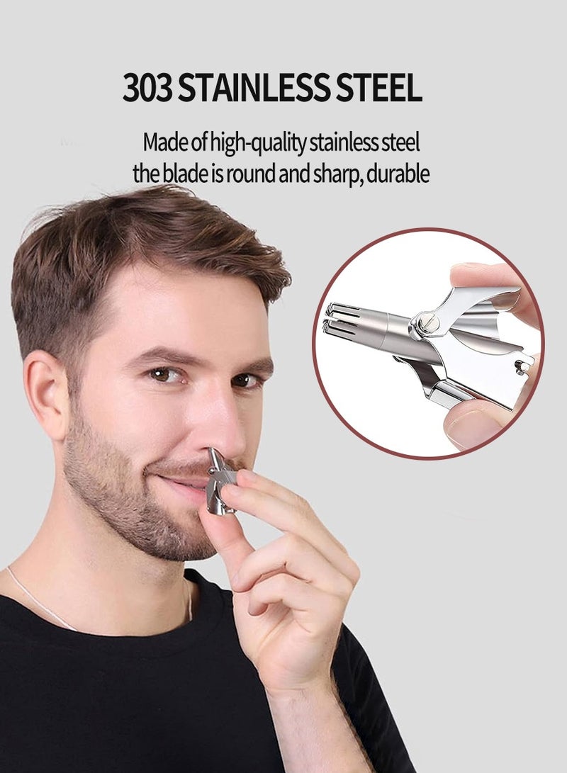 BEIRUI Nose and Ear Hair Trimmer, Eyebrow Razor, Manual, Battery-Free, Waterproof, Stainless Steel, Painless, Twelve Double Edged Blades, Professional Painless Nose Hair Remover for Men and Women - Image 2
