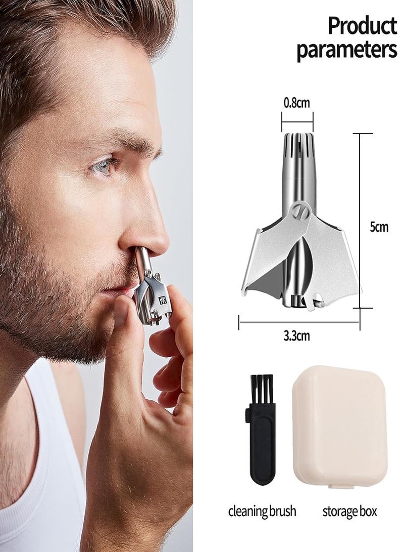 BEIRUI Nose and Ear Hair Trimmer, Eyebrow Razor, Manual, Battery-Free, Waterproof, Stainless Steel, Painless, Twelve Double Edged Blades, Professional Painless Nose Hair Remover for Men and Women - Image 3