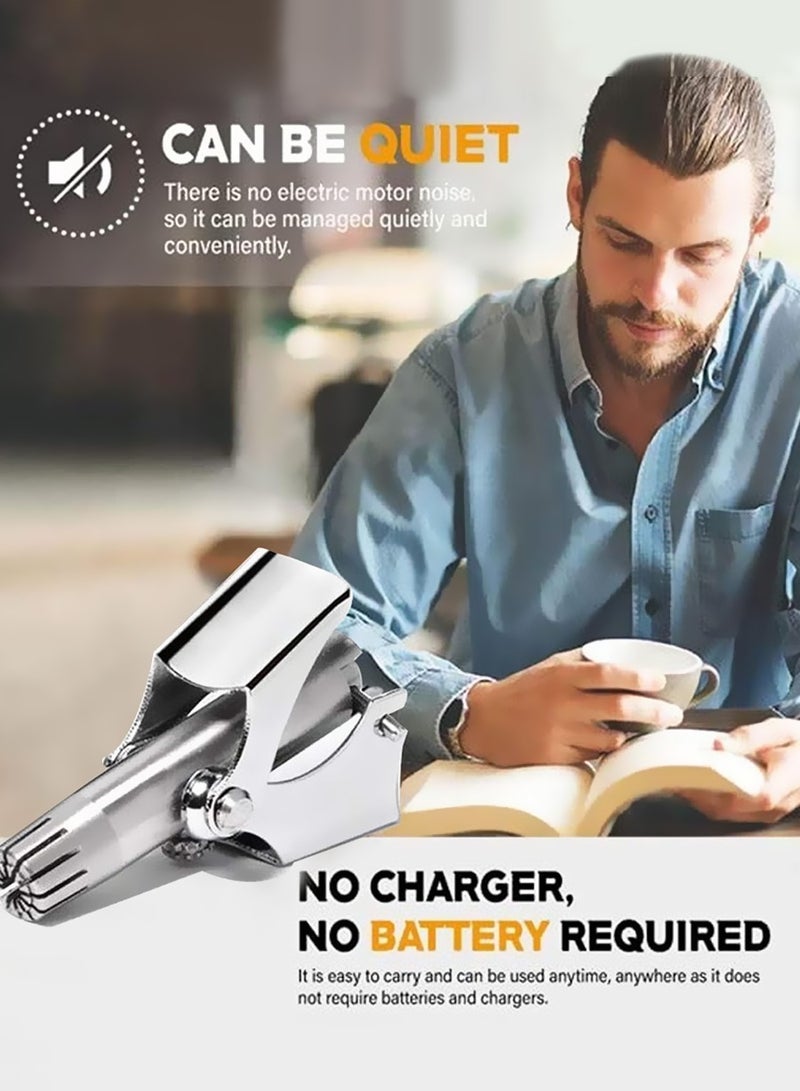 BEIRUI Nose and Ear Hair Trimmer, Eyebrow Razor, Manual, Battery-Free, Waterproof, Stainless Steel, Painless, Twelve Double Edged Blades, Professional Painless Nose Hair Remover for Men and Women - Image 4