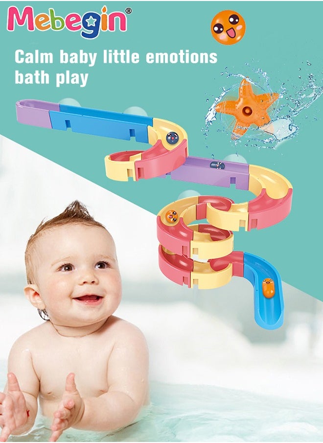 MEBEGIN 78 Pcs Baby Bath Toys, Colorful Slide Shower Toy, DIY Slideway Toy Set with Powerful Suction Cups, Educational Sliding Track Water Toys, Creative Fun Bath Track Game, Perfect Gift for Kids  - Image 1