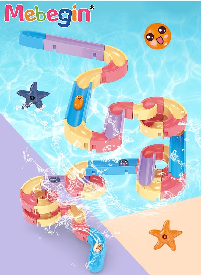 MEBEGIN 78 Pcs Baby Bath Toys, Colorful Slide Shower Toy, DIY Slideway Toy Set with Powerful Suction Cups, Educational Sliding Track Water Toys, Creative Fun Bath Track Game, Perfect Gift for Kids  - Image 3