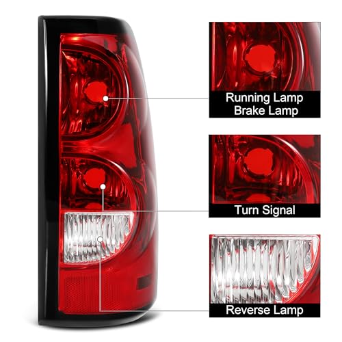 Daume Tail Lights Rear Lamp Compatible With 2003 2004 2005 2006 Chevy Silverado 03 Silverado 04 Silverado 05 Silverado 06 Silverado Brake Lamp Driver Side And Passenger Side - Image 2