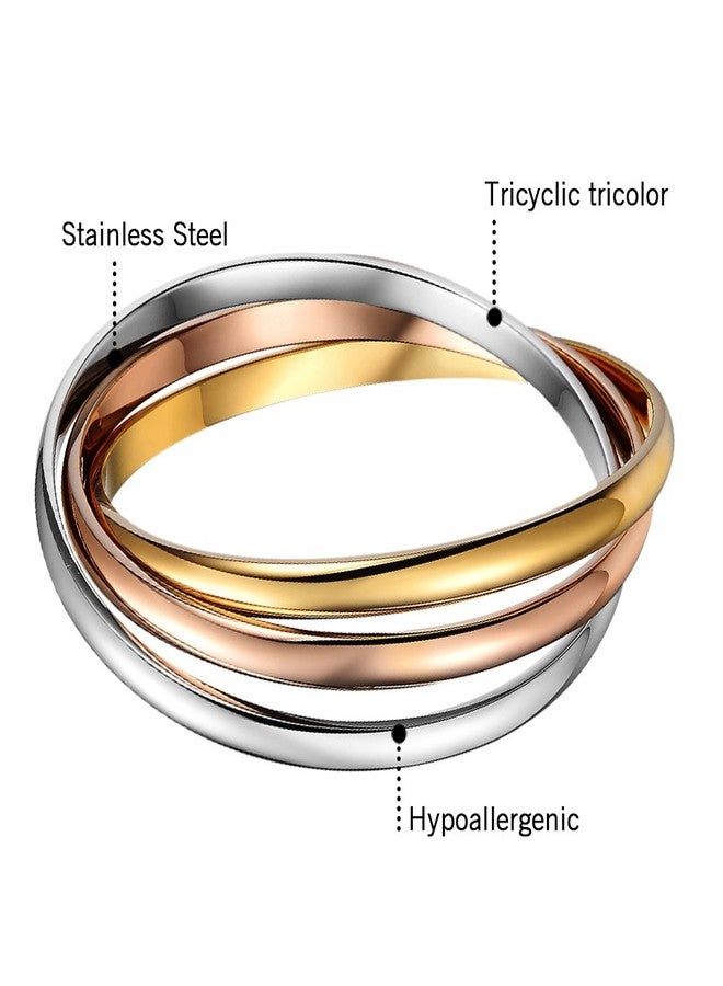 OIDEA Interlocking Bangle Bracelets for Women: Tri-Colour Stainless Steel Stackable Cuff Bracelet Friendship Bracelets Jewelry Gifts, Chain Length 7.87" - Image 5