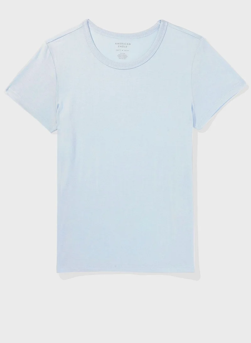 American Eagle Essential Crew Neck Knitted T-Shirt