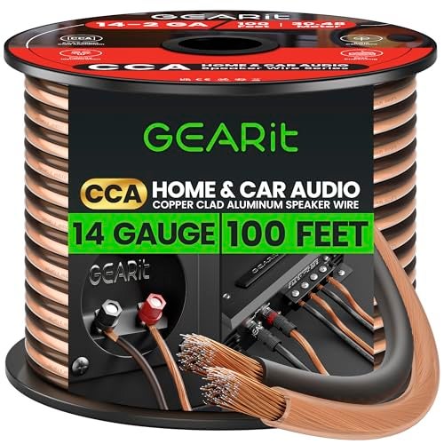 GearIT 14 Gauge 2 x 2.5mm Speaker Wire Cca Cca Cable (30.4 Meters - Black Clear) - Image 1