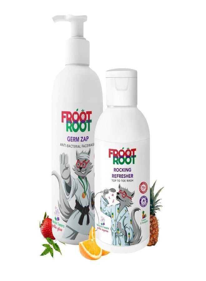 Froot Root Face Wash + Body Wash Combo (100 ml x 2) | Germ Zap Face Wash + Rocking Refresher Body Wash | Gentle Skincare for Kids and Pre Teens | Soap, Sulphate, Paraben Free |Fruit Ayurveda - Image 1