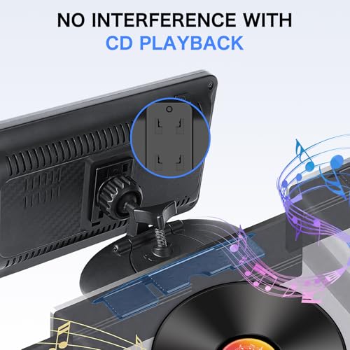 Jansite CD Slot Mount for Carplay Screen 360° Rotation Tool-Free Installation, 4-Button Lock Sturdy CD Slot CarPlay Mount Compatible with 7-10.26 Inch Apple Carplay & Android Auto Screen - Image 4