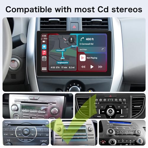 Jansite CD Slot Mount for Carplay Screen 360° Rotation Tool-Free Installation, 4-Button Lock Sturdy CD Slot CarPlay Mount Compatible with 7-10.26 Inch Apple Carplay & Android Auto Screen - Image 3