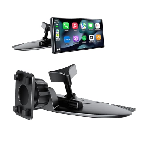Jansite CD Slot Mount for Carplay Screen 360° Rotation Tool-Free Installation, 4-Button Lock Sturdy CD Slot CarPlay Mount Compatible with 7-10.26 Inch Apple Carplay & Android Auto Screen - Image 1