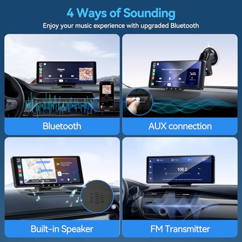 Carpeer Portable Carplay Screen for Car, 10.26" Wireless Carplay & Android Auto Car Play Touchscreen with 1080P Backup Camera,GPS Navigation,Voice Control,5.0 Bluetooth (10.26inch) - Image 5