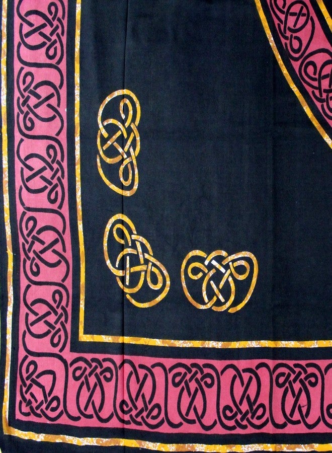 India Arts Red & Black Celtic Knot Indian Bedspread, Queen Size - Image 4