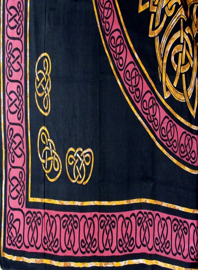India Arts Red & Black Celtic Knot Indian Bedspread, Queen Size - Image 5