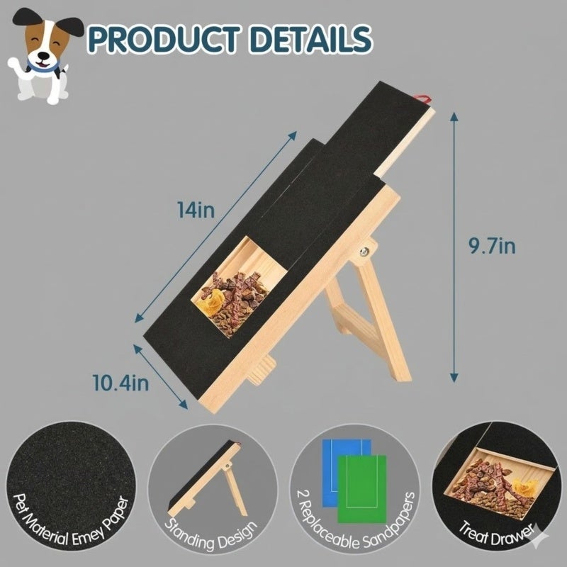 ，。，：

Wooden Dog Scratching Board: Black, Durable Pet Nail File Board - Portable Dog Nail Care Tool for Home and Travel Use - Image 3