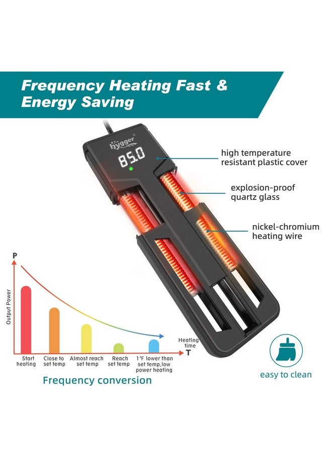 هايغر سخان حوض السمك، سخان مياه لحوض السمك بقدرة 75 وات/150 وات/300 وات، مصنوع من الكوارتز المزدوج المقاوم للانفجار، مناسب لحوض المياه العذبة والمالحة - Image 2
