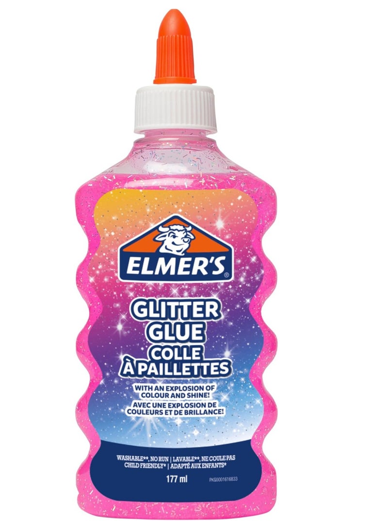 Elmers Washable Glitter Glue 177ml Pink - Image 1