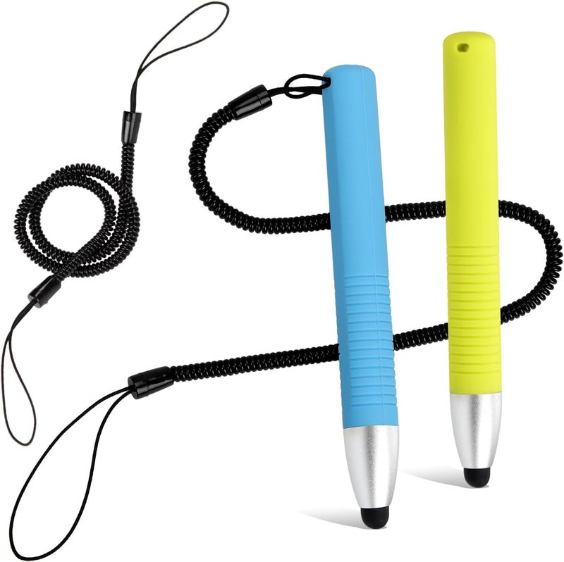 XIHIRCD 2pcs Kid-Friendly Stylus Pens for Touch Screens, Capacitive Stylus Pen with Spring Cord, Kid Tablet Stylus Pen Children's Crayon Stylus Pen for Touch Screen Devices Smartphones Tablets - Image 1