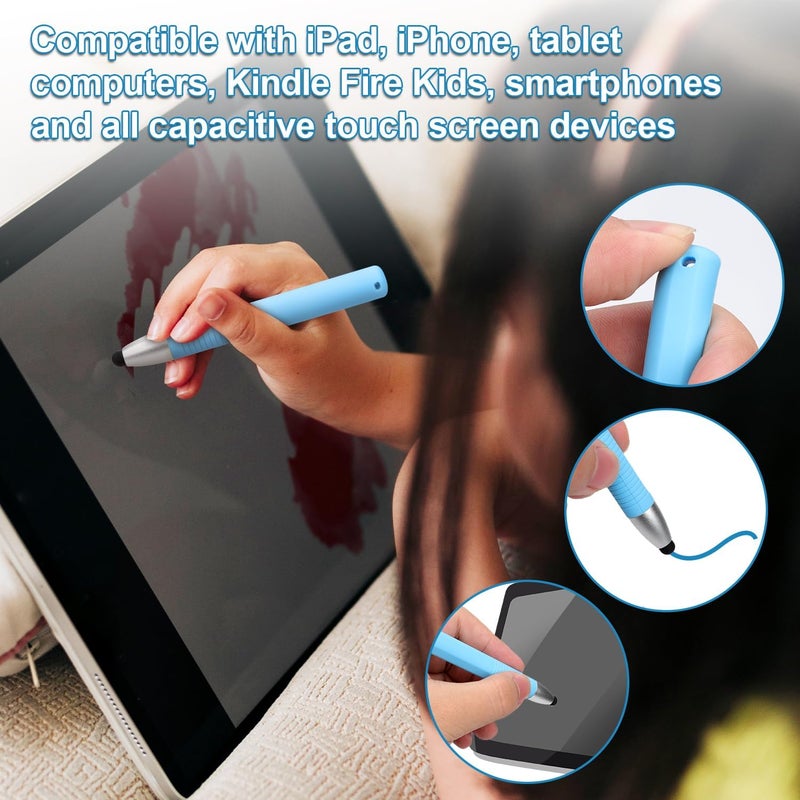 XIHIRCD 2pcs Kid-Friendly Stylus Pens for Touch Screens, Capacitive Stylus Pen with Spring Cord, Kid Tablet Stylus Pen Children's Crayon Stylus Pen for Touch Screen Devices Smartphones Tablets - Image 5