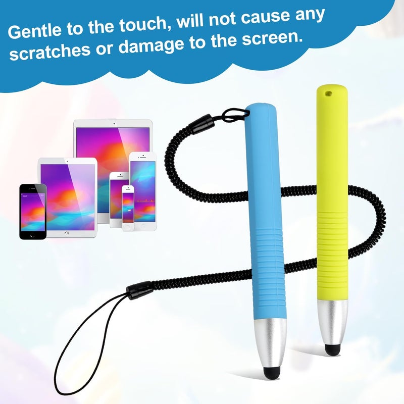 XIHIRCD 2pcs Kid-Friendly Stylus Pens for Touch Screens, Capacitive Stylus Pen with Spring Cord, Kid Tablet Stylus Pen Children's Crayon Stylus Pen for Touch Screen Devices Smartphones Tablets - Image 3