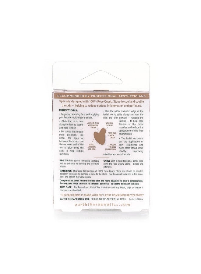 إيرث ثيرابيوتكس أداة تدليك الوجه من الكوارتز الوردي أداة تدليك مضادة للشيخوخة أداة غوا شا للوجه لنحت وجهك وزيادة الدورة الدموية - Image 2