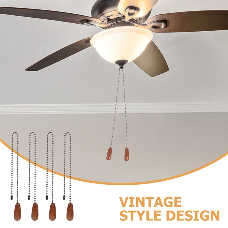 4Pcs Fan Chain Pulls Vintage Pull Chain Extension Wood Pendant Pull Chain for Ceiling Light Lamp - Image 2