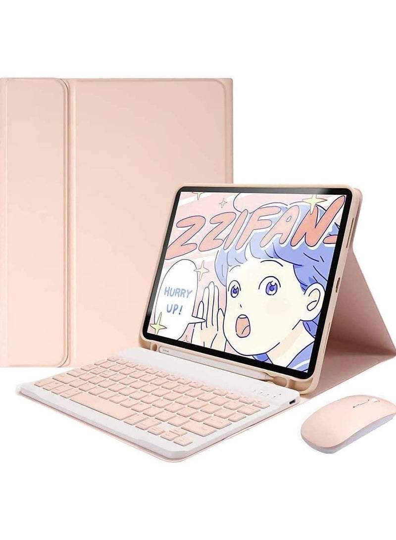 erorex Keyboard Case for iPad 10.2" 9th/8th/7th Gen 2021 iPad Pro 10.5" 2019/2017 Air 3rd Gen, Detachable Keyboard Slim Leather Folio Smart Cover with Wireless Bluetooth Mouse Pencil Holder, Pink - Image 1