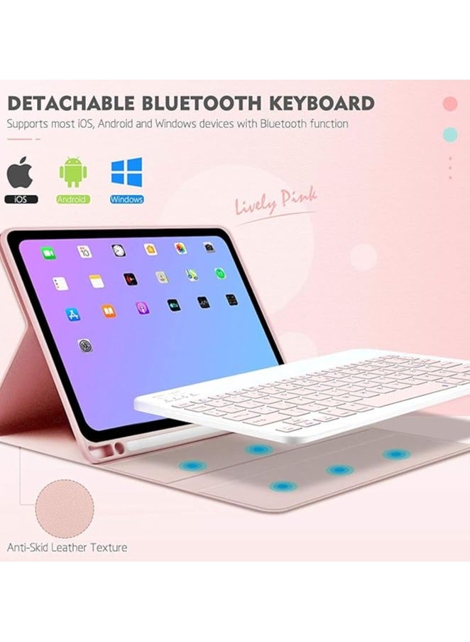 erorex Keyboard Case for iPad 10.2" 9th/8th/7th Gen 2021 iPad Pro 10.5" 2019/2017 Air 3rd Gen, Detachable Keyboard Slim Leather Folio Smart Cover with Wireless Bluetooth Mouse Pencil Holder, Pink - Image 4