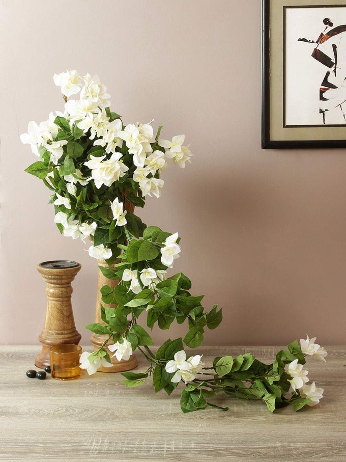 ARTIFICIAL BOUGAINVILLEA FLOWER BUSH WHITE 1 PIECE