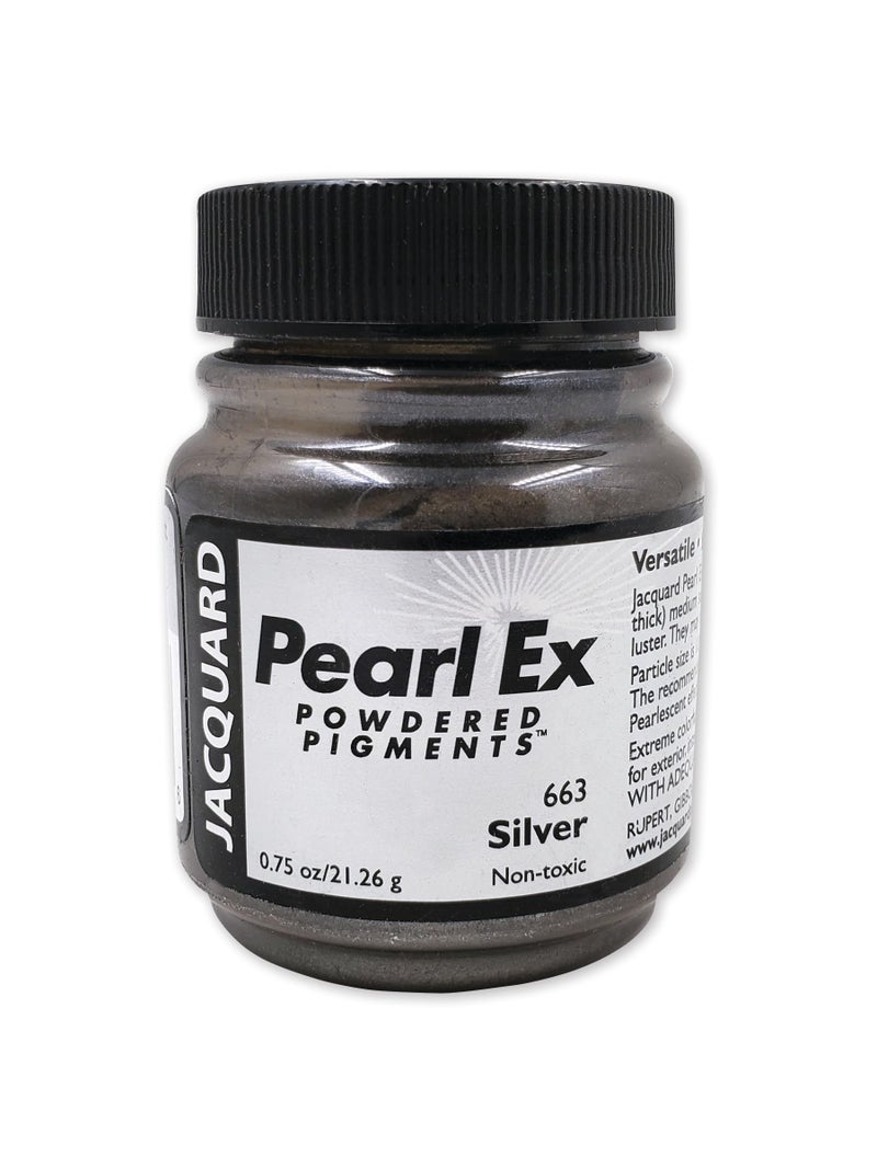 Jacquard Pearl Ex Pigment Powder 0.75 oz Silver - Loose Mica Powder for Epoxy Resin, Watercolors, Calligraphy Ink & Clay - Epoxy Pigment Powder - Epoxy Resin Color - Image 1