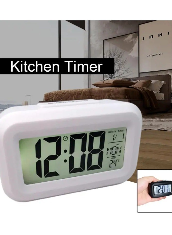 Mini LCD Smart Alarm Clock with Night Light & Thermometer – Digital Display, Snooze, Music Alarm, Perpetual Calendar, Battery Operated (Battery Not Included)  - Image 2