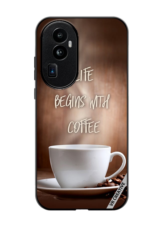 VR CREATIVE Protective Case Cover For Oppo Reno 10 Pro Plus Life Begins with Coffee Design Multicolour - Image 1